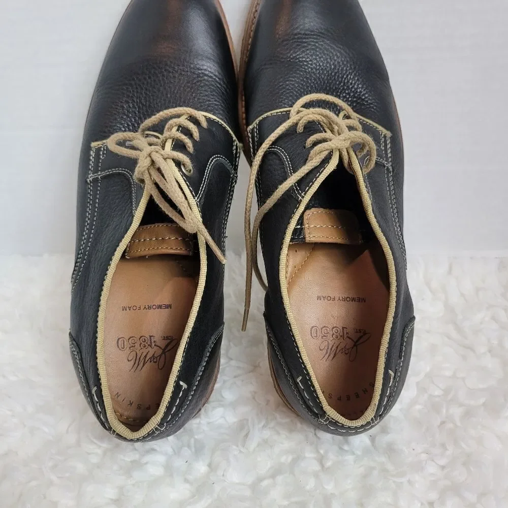 Johnston & Murphy Howell Mens Oxford Shoes Sz 9.5 Plain Toe Navy Oiled Leather